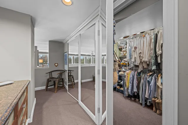 a view of a terrace with trees