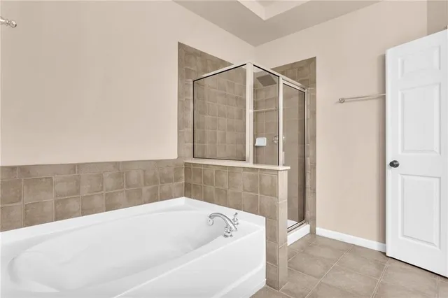 a bathroom with a bathtub