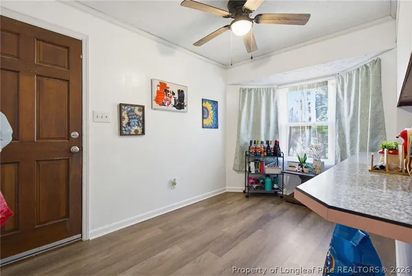 a front view of a building with street view