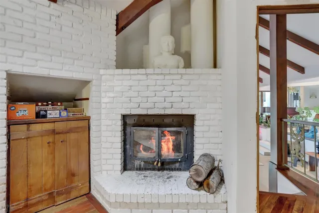 a bathroom with a sink vanity and a mirror