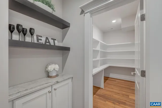 a view of an empty walk in closet