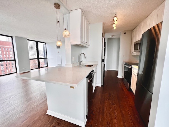 1122 North Clark Street, Unit 2806 Chicago, IL 60610 - Photo 11 of 20 a kitchen with kitchen island wooden floors appliances and center island