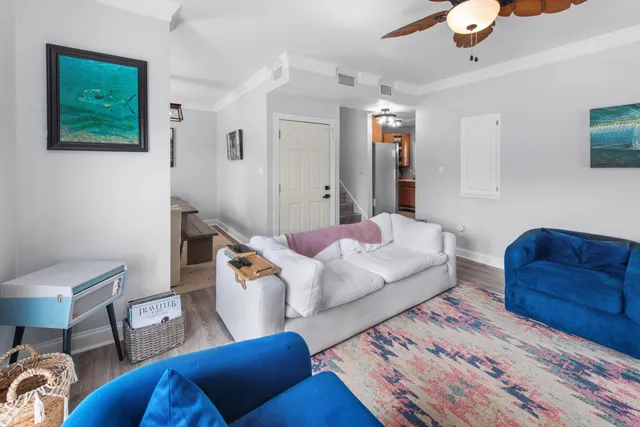 a living room with furniture and a couch