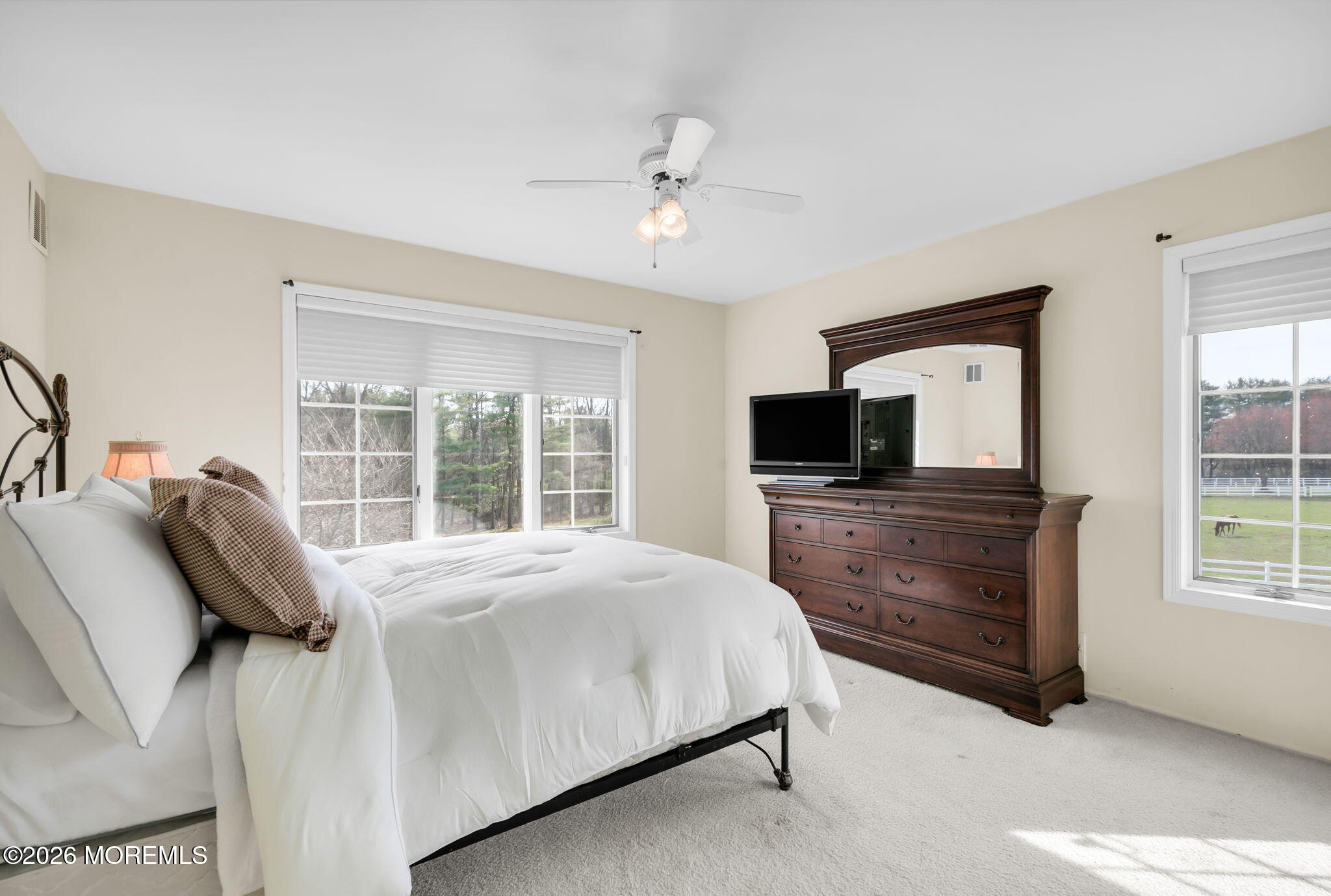 10 Paddock Lane Colts Neck, NJ 07722 - Photo 47 of 55 a bedroom with a large bed and a flat tv screen on dresser