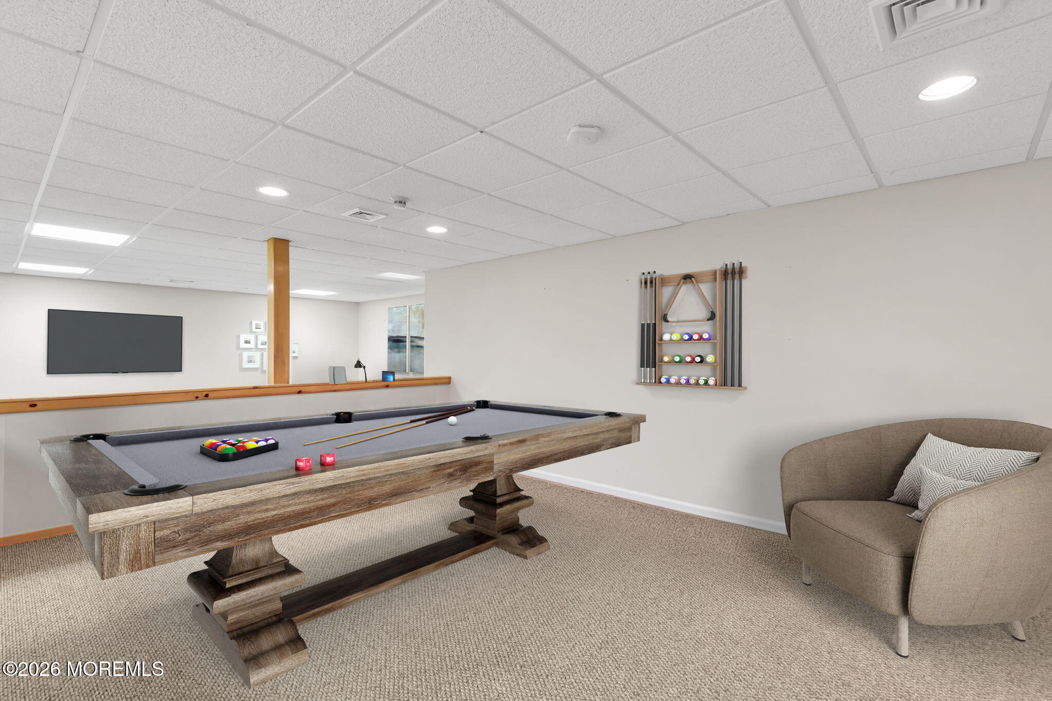 10 Paddock Lane Colts Neck, NJ 07722 - Photo 50 of 55 a living room with furniture pool table and a couch