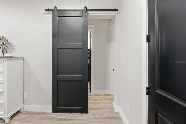 a view of a garage with furniture