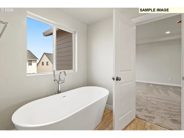 a bathroom with a bathtub