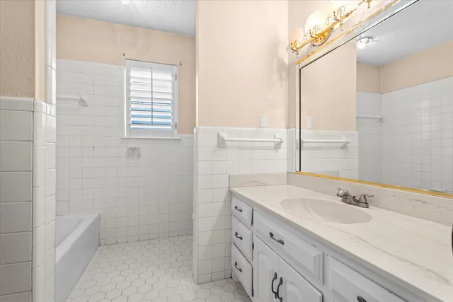 a bathroom with a bathtub