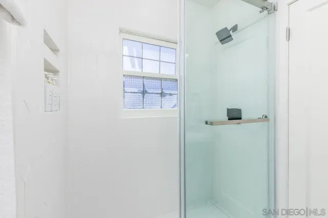 a bathroom with a window