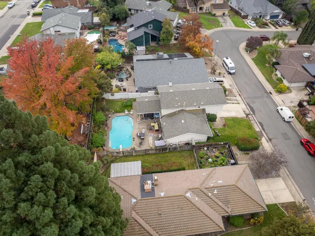 an aerial view of a house