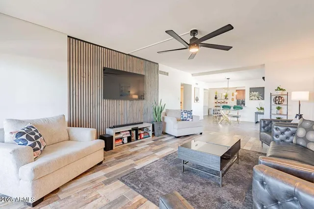 a living room with furniture