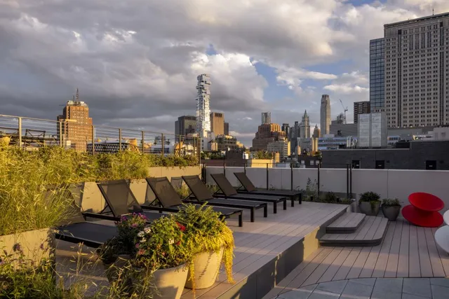 a view of a terrace with furniture