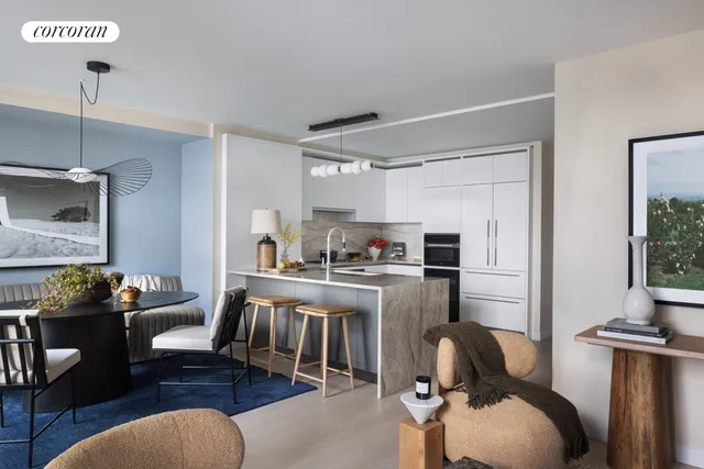 a kitchen with a sink stove and refrigerator