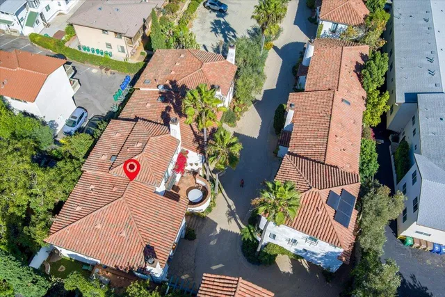 an aerial view of a house