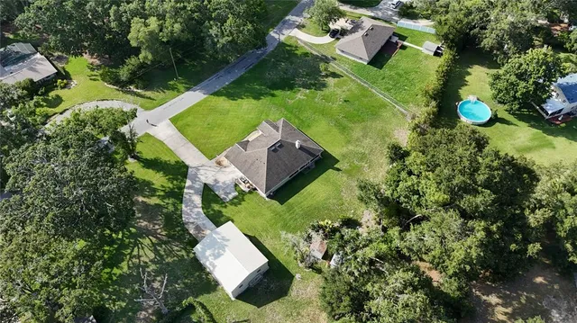 an aerial view of a house