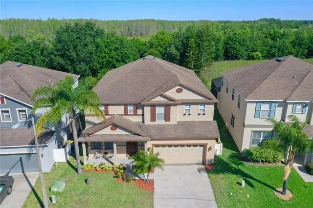 an aerial view of a house