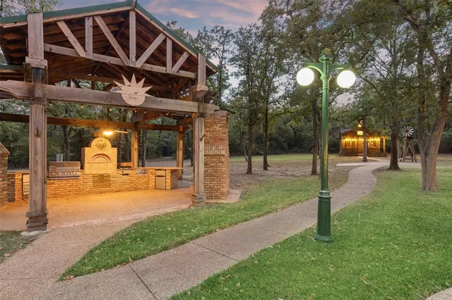a view of a park with tree s
