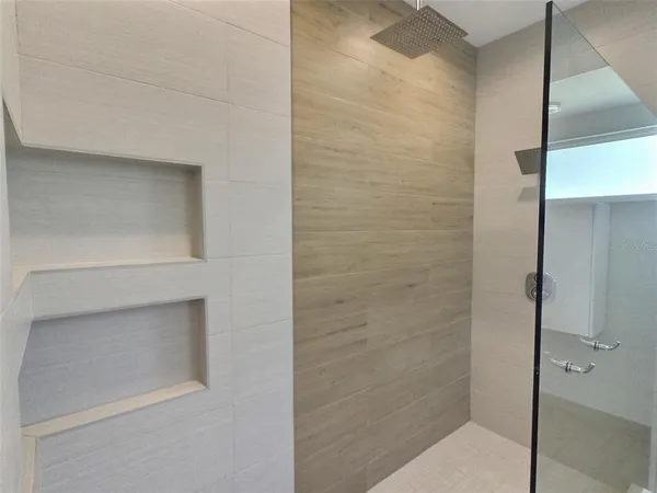 a bathroom with a bathtub