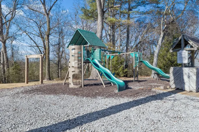 a view of outdoor space with trees all around