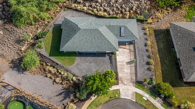an aerial view of a house