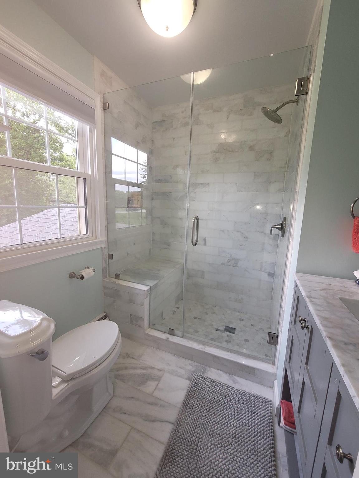 2424 Stanwick Road Phoenix, MD 21131 - Photo 46 of 67 a bathroom with a granite countertop toilet a sink and a shower