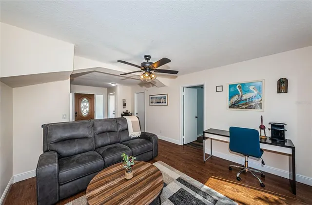 a living room with furniture