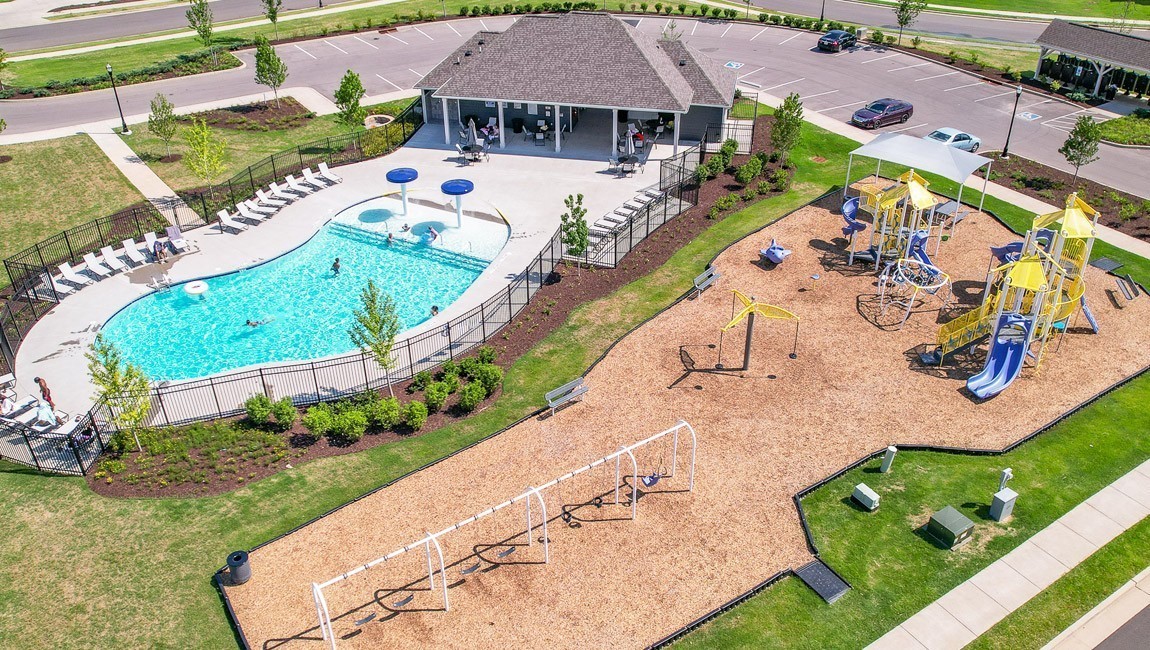 7764 Stapleton Chase Drive Antioch, TN 37013 - Photo 3 of 31 an aerial view of a house with a garden and swimming pool