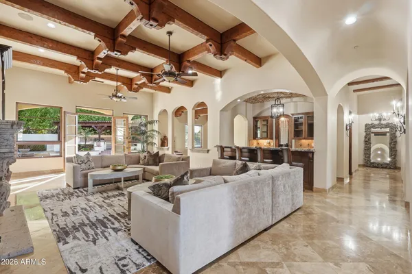 a living room with furniture