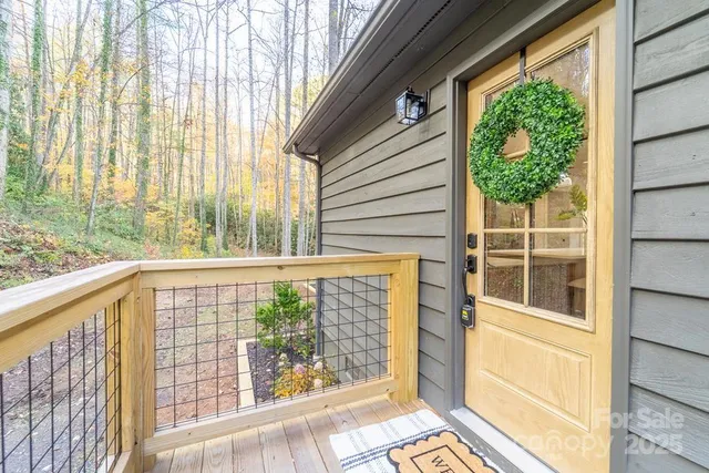 a view of a glass door with a large window