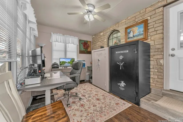 a view of parking garage with cars