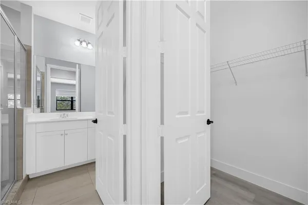 a view of a bathroom with a shower