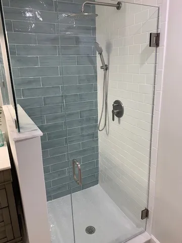 a bathroom with a shower