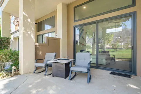 a outdoor living space with furniture