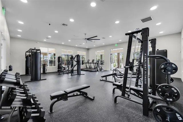 a view of a room with gym equipment