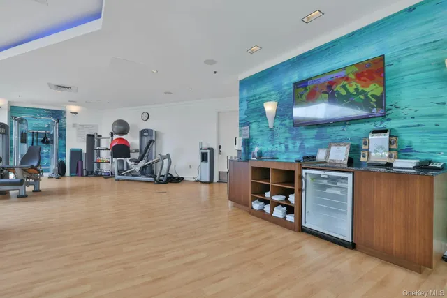 a view of a room with gym equipment