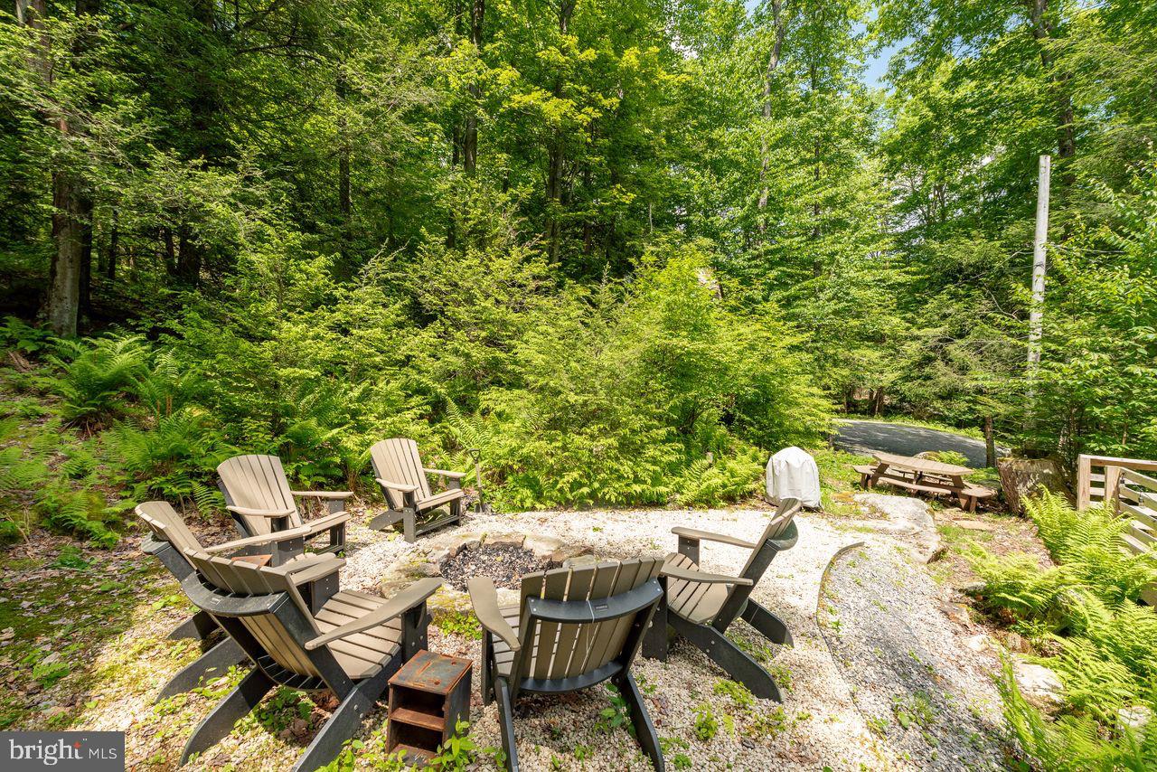 2678 Mayhew Inn Road Oakland, MD 21550 - Photo 10 of 33 Serene fire pit nestled in lush greenery.