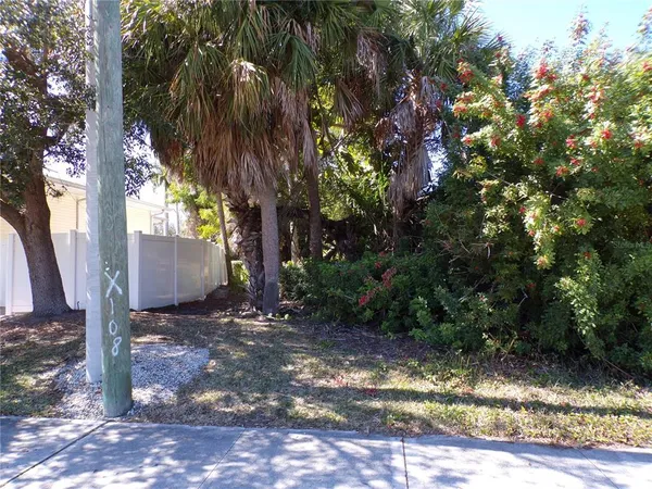 a view of a yard with a tree