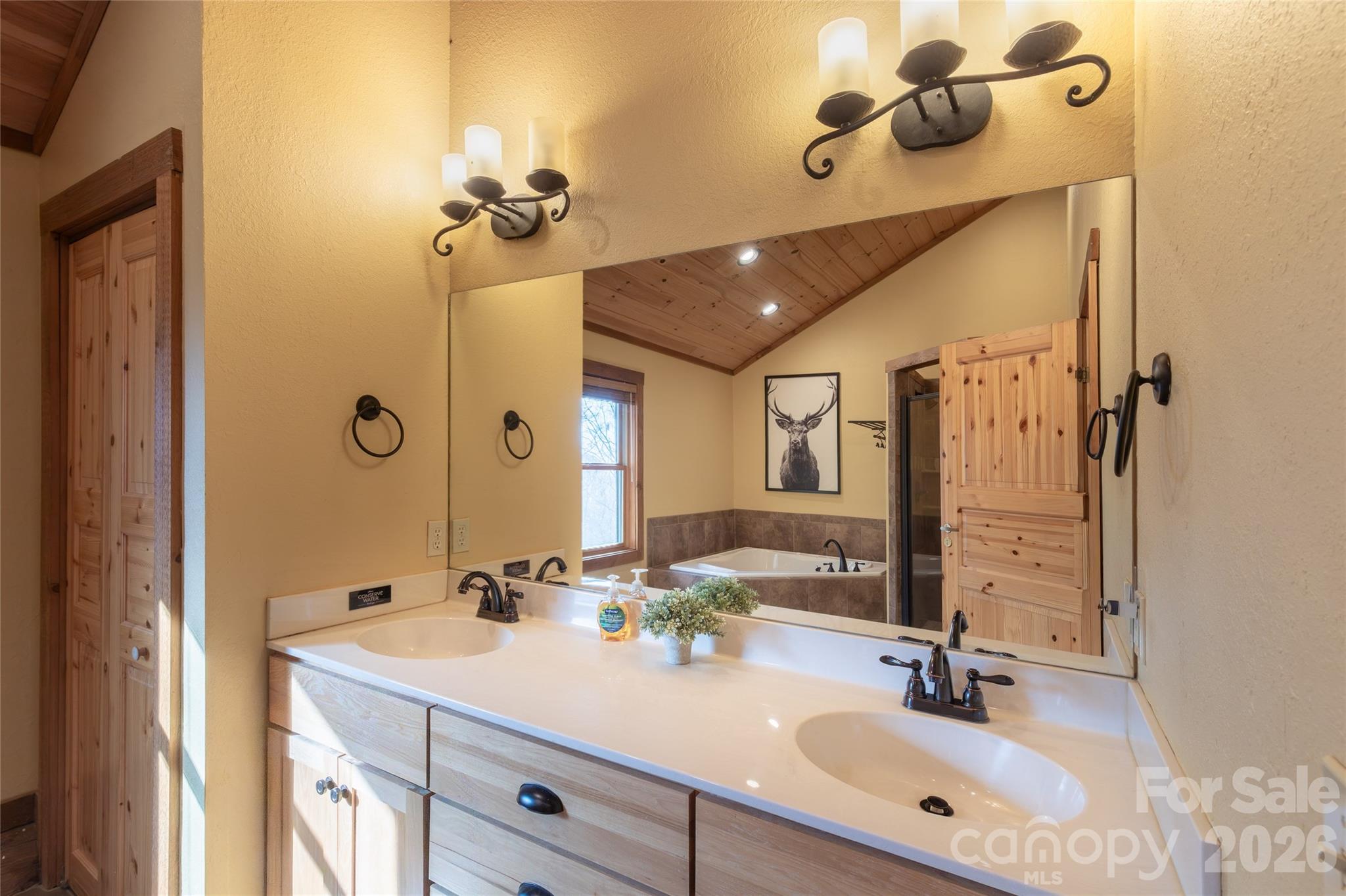 1391 Still Branch Road Sylva, NC 28779 - Photo 23 of 40 a bathroom with a double vanity sink and a mirror