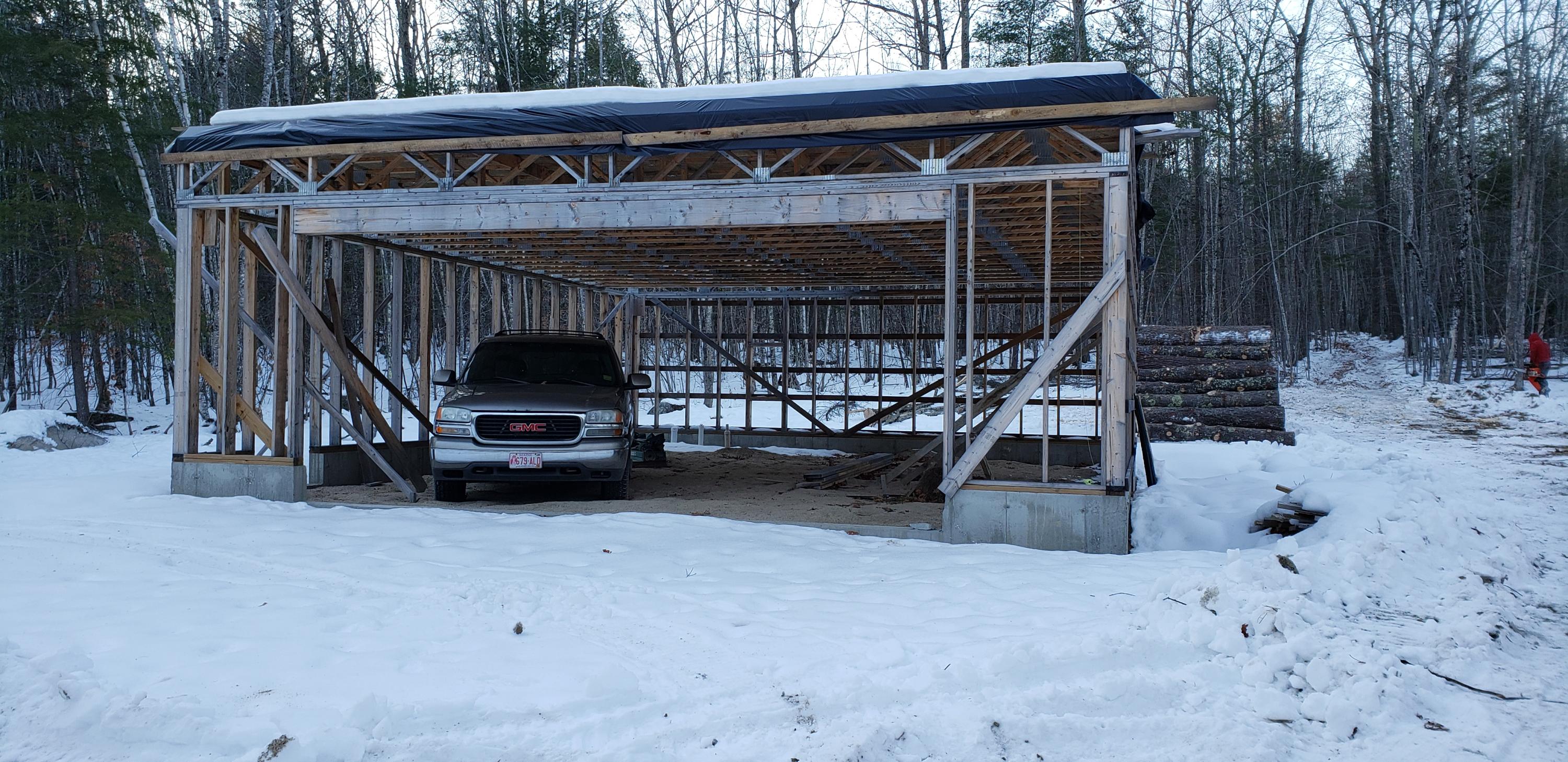 92 Malcolm Road Bridgton, ME 04009 - Photo 4 of 11 Brill Garage w:Roof:Second Story tarped