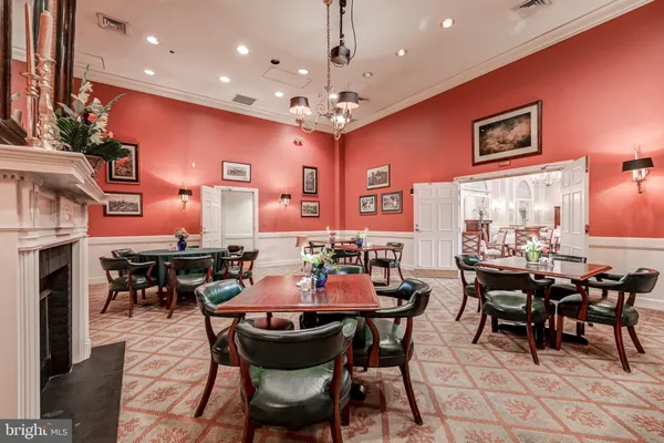 a view of a dining area with furniture