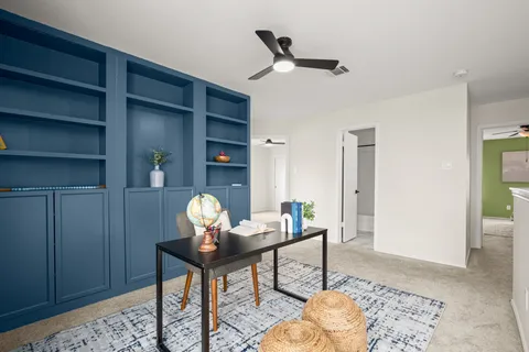 a living room with furniture