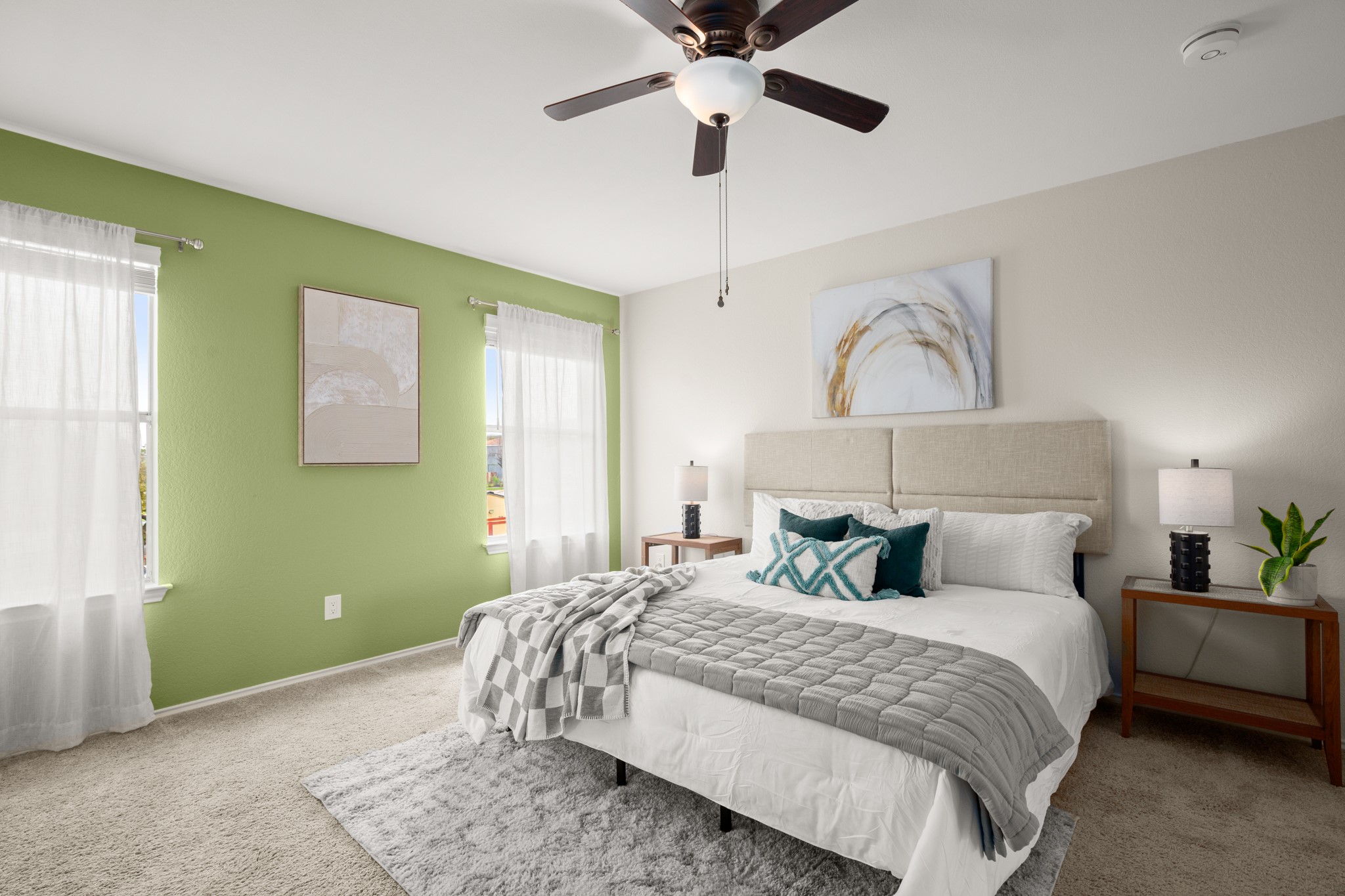 1302 Rambling Trail Cedar Park, TX 78613 - Photo 22 of 26 a bedroom with a bed and a chandelier