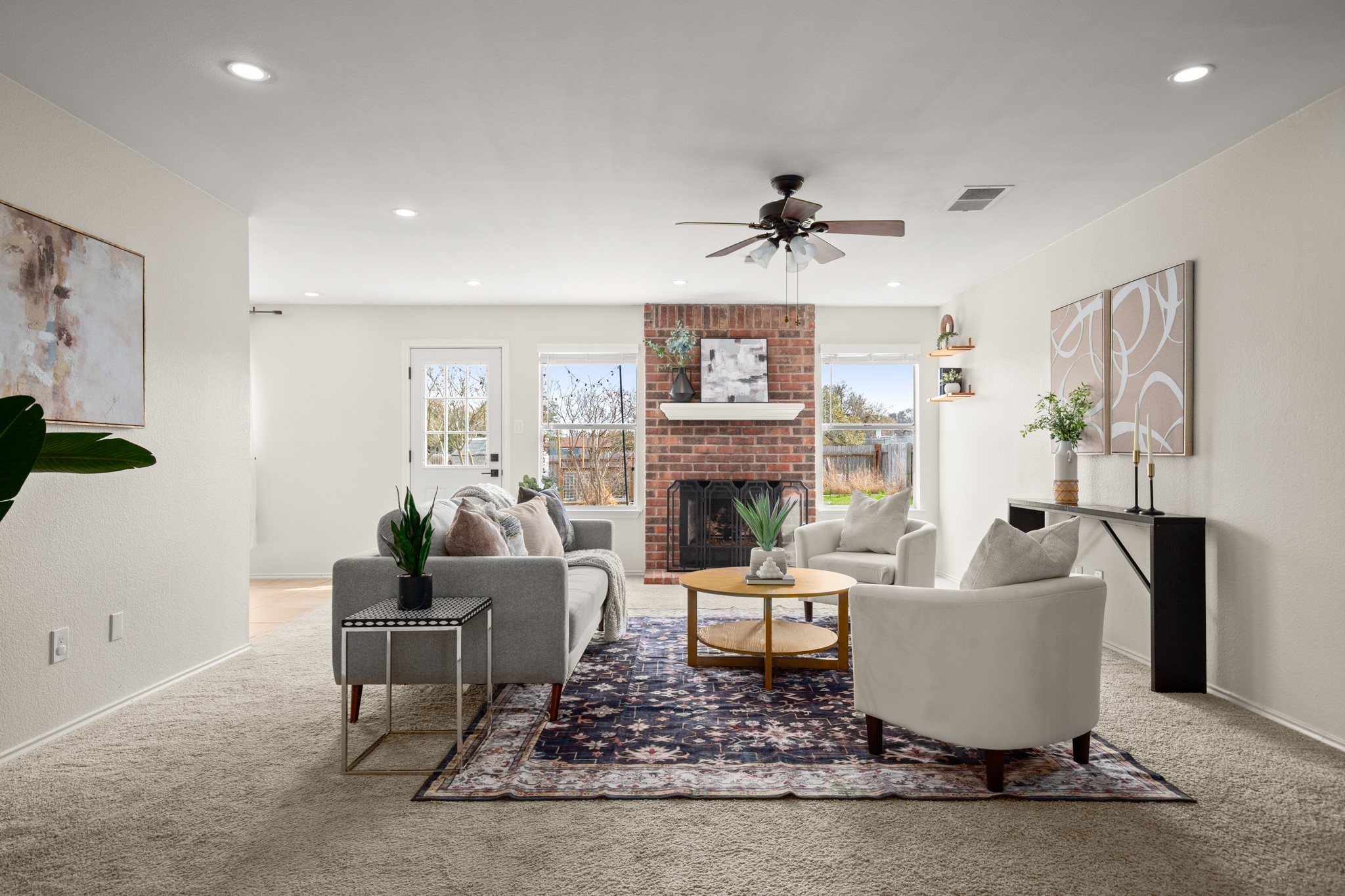 1302 Rambling Trail Cedar Park, TX 78613 - Photo 7 of 26 a living room with furniture and a fireplace