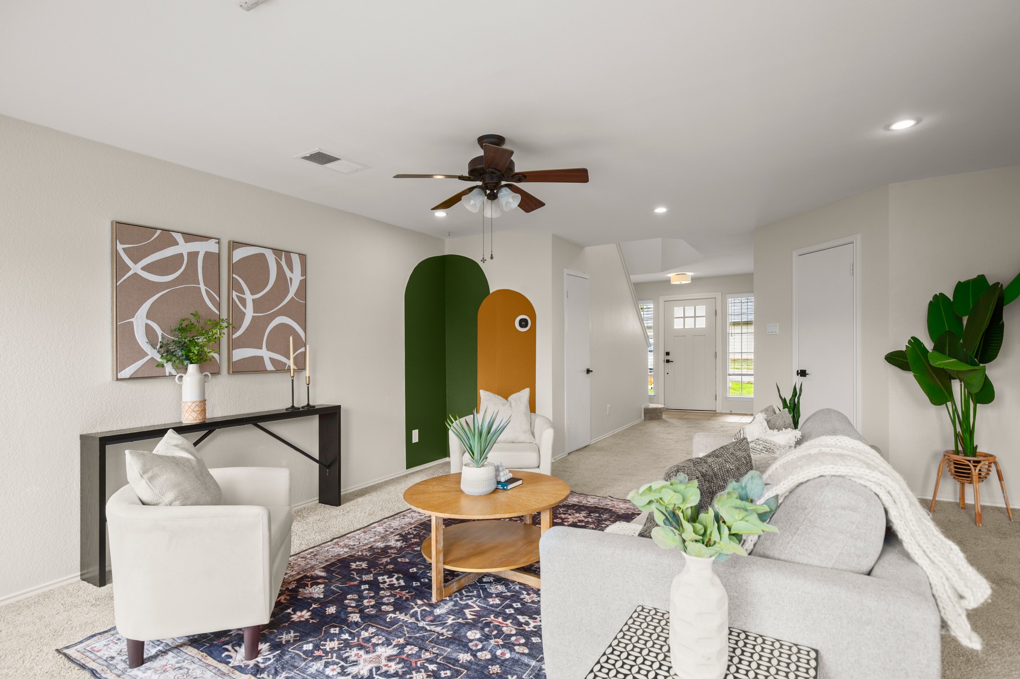 1302 Rambling Trail Cedar Park, TX 78613 - Photo 8 of 26 a living room with furniture a chandelier and a rug