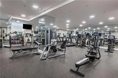 a view of a room with gym equipment