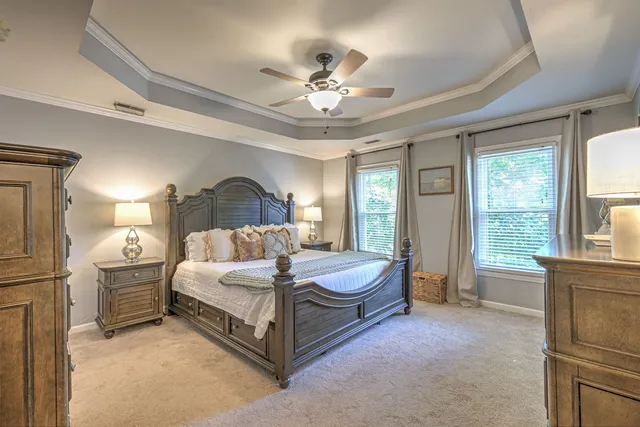 a view of a trees in a yard