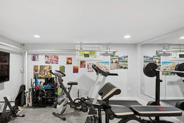 a view of a backyard with a slide