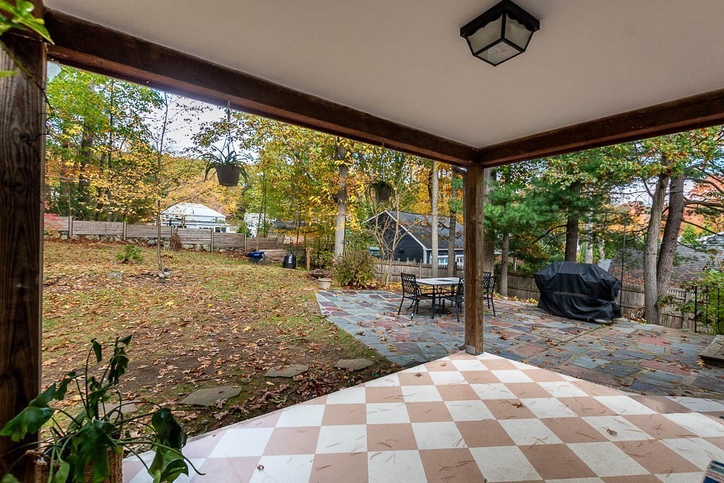 34 Cranberry Lane Dedham, MA 02026 - Photo 29 of 38 a view of a porch with a dining table and chairs