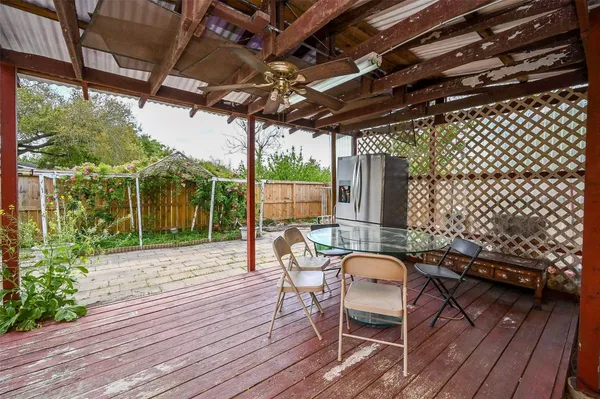 a patio view with a sitting space