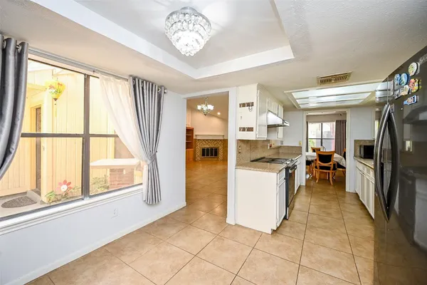 a living room with a large window